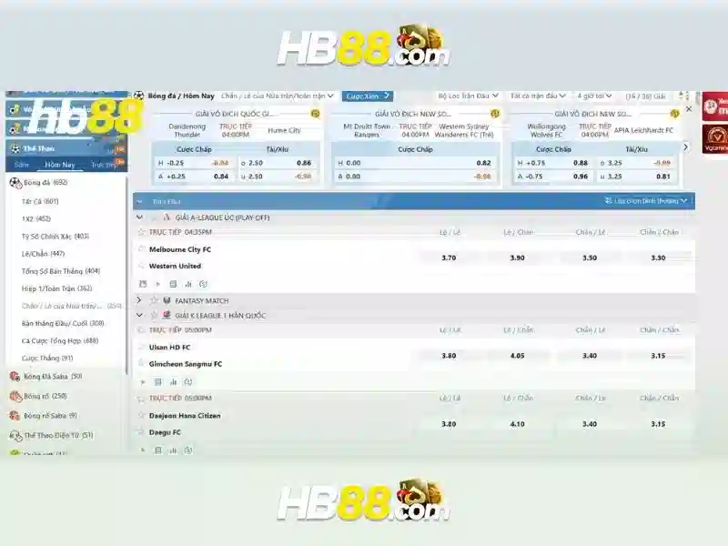 Các sản phẩm và trò chơi có sẵn tại HB88